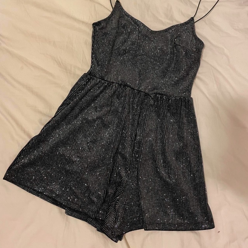 Black and silver glitter romper